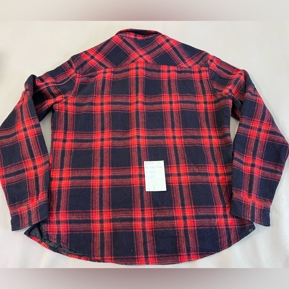 All Son Brand Men’s Jacket Plaid Red Black Sz Large Wool Polyester - Picture 6 of 7